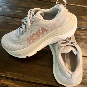 Hoka Gaviota 5 Grey and White Athletic Shoes